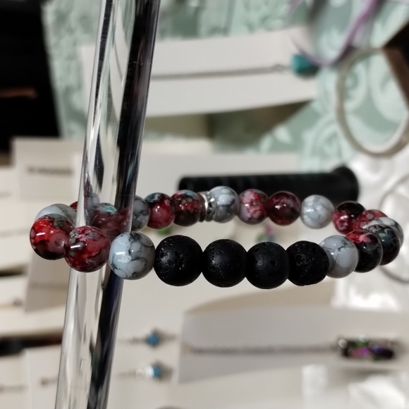 T & T designs Jewelry - Handmade 8 mm glass and lava bead bracelet